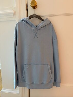 Mini Boden Garment Dyed Pale Blue Hoodie - Size 8-9Y